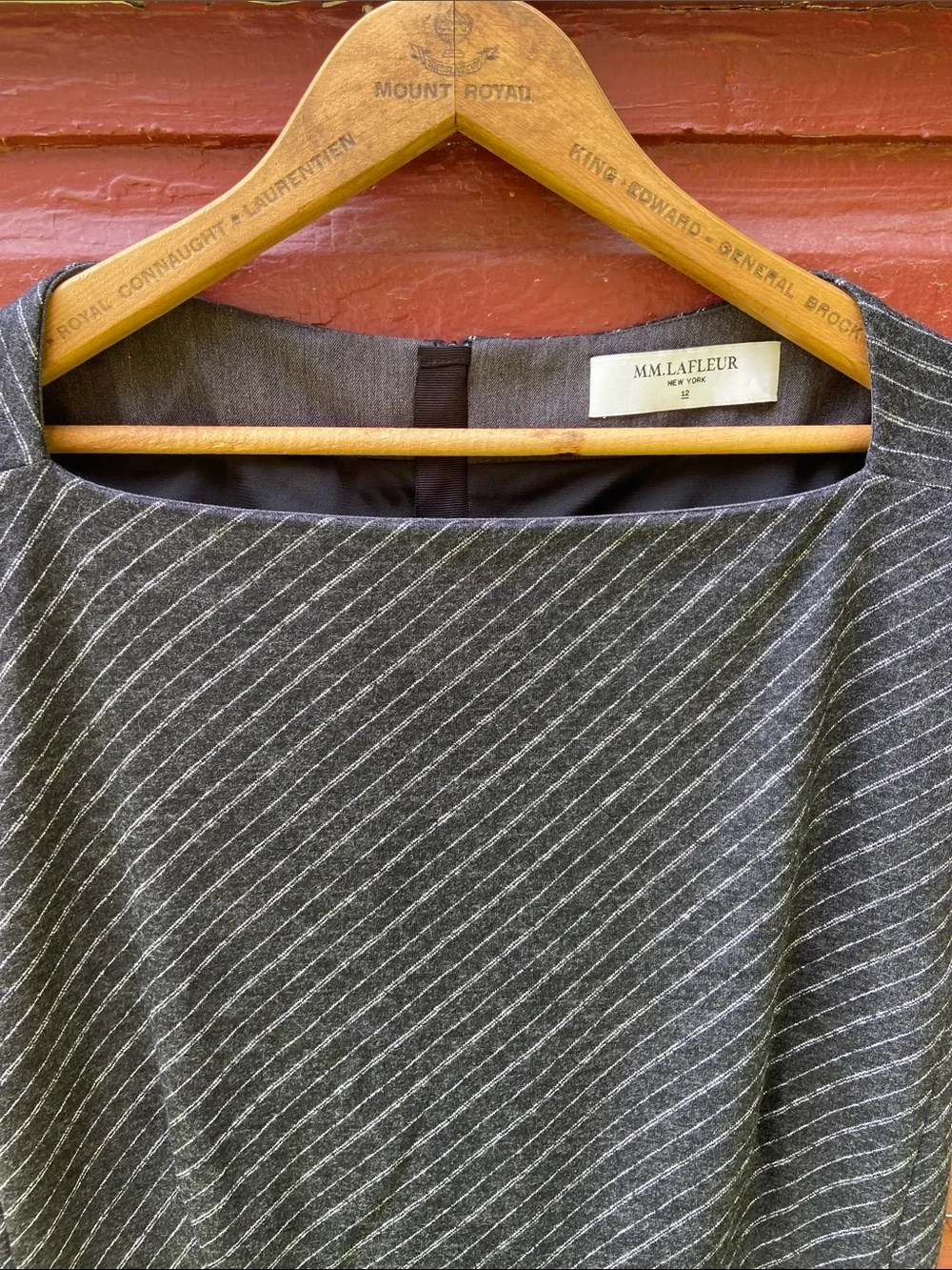 New! M.M.LaFleur The Cindy Dress in Charcoal Grey Etch Pinstripe Women's Size 12